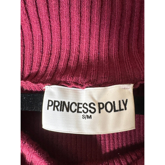 Princess Polly Merlot Ribbed Sweater Sz S
