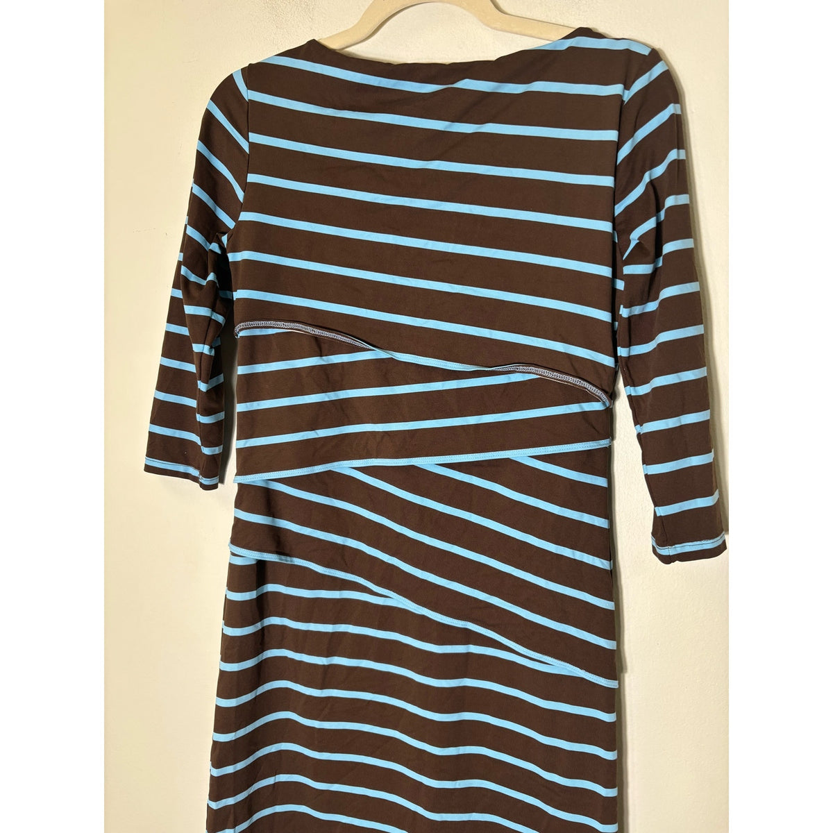 J. McLaughlin Brown with Blue Stripe Layered Dress Sz XS