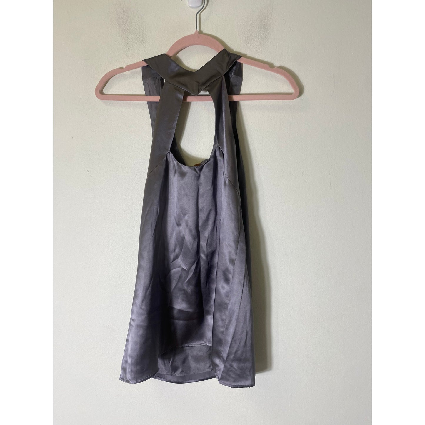 NWT Lauren Moffatt Gray Sleeveless Silk Top Sz S