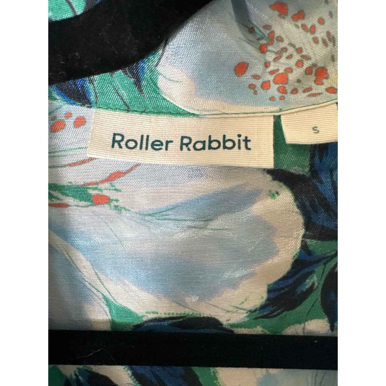Roller Rabbit Green and Blue Floral Long Sleeve Maxi Dress Sz XS