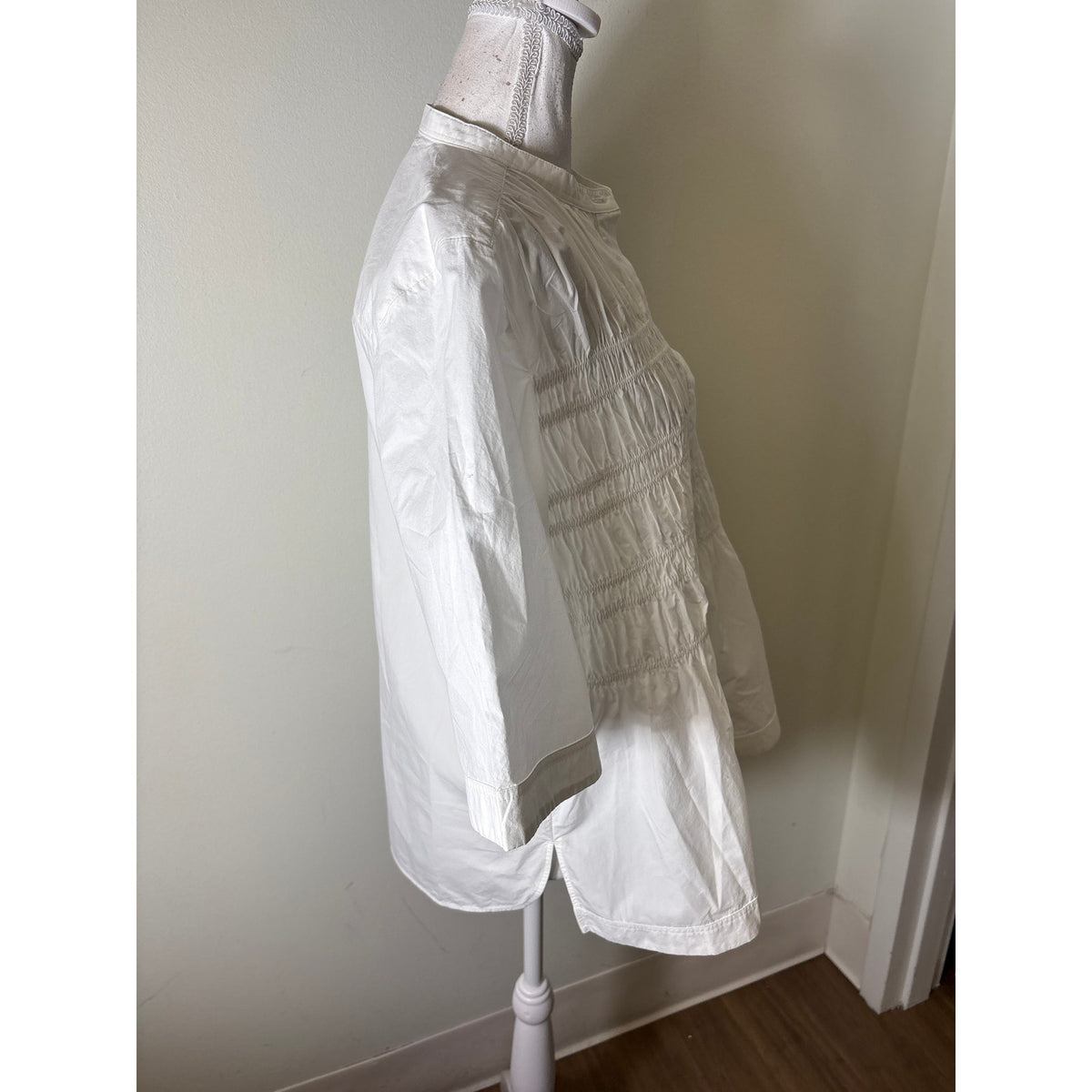 COS White Smock Front Short Sleeve Cotton Shirt Sz 8