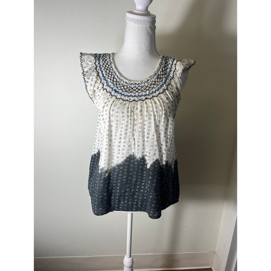 Apiece Apart Blue Grey Sleeveless Patterned Top Sz XS