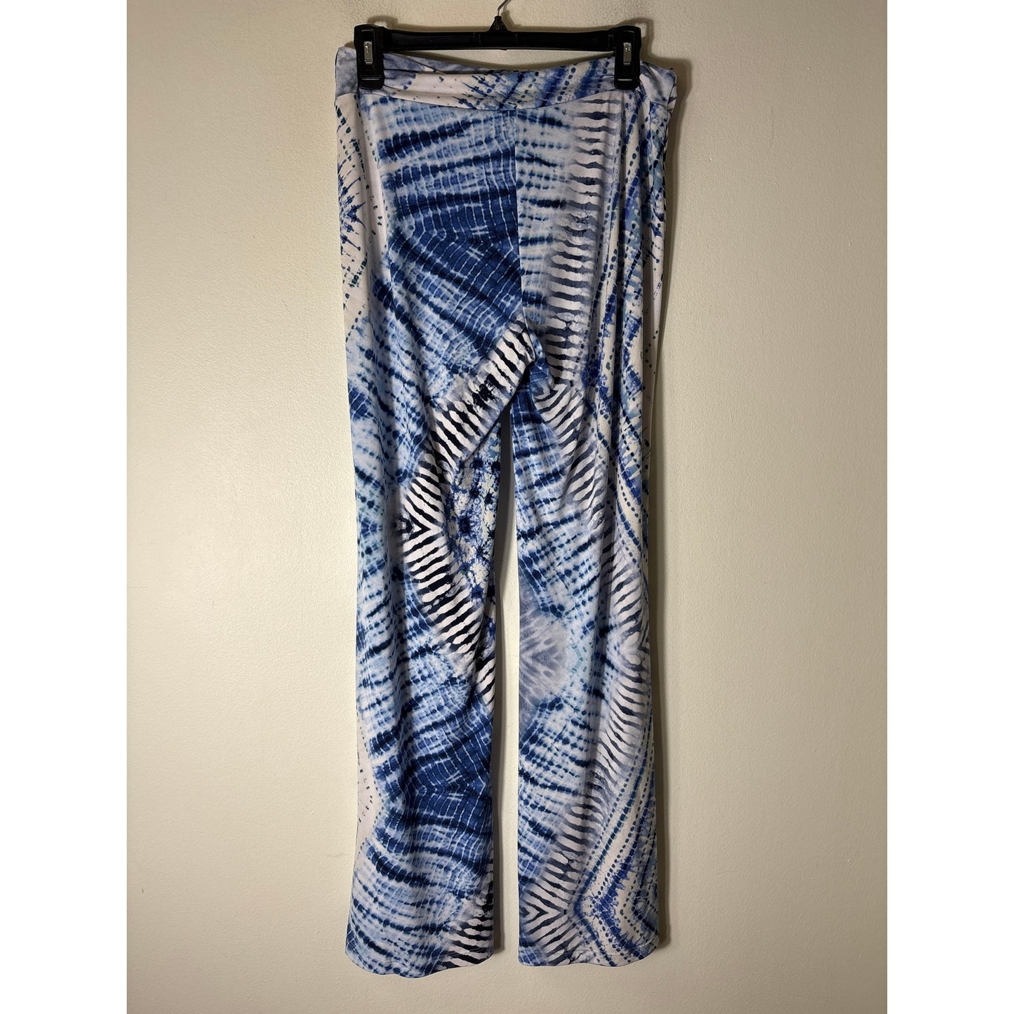 Clara Sun Woo Blue Tie Dye Pull On Flowy Flare Leg Pants Sz M