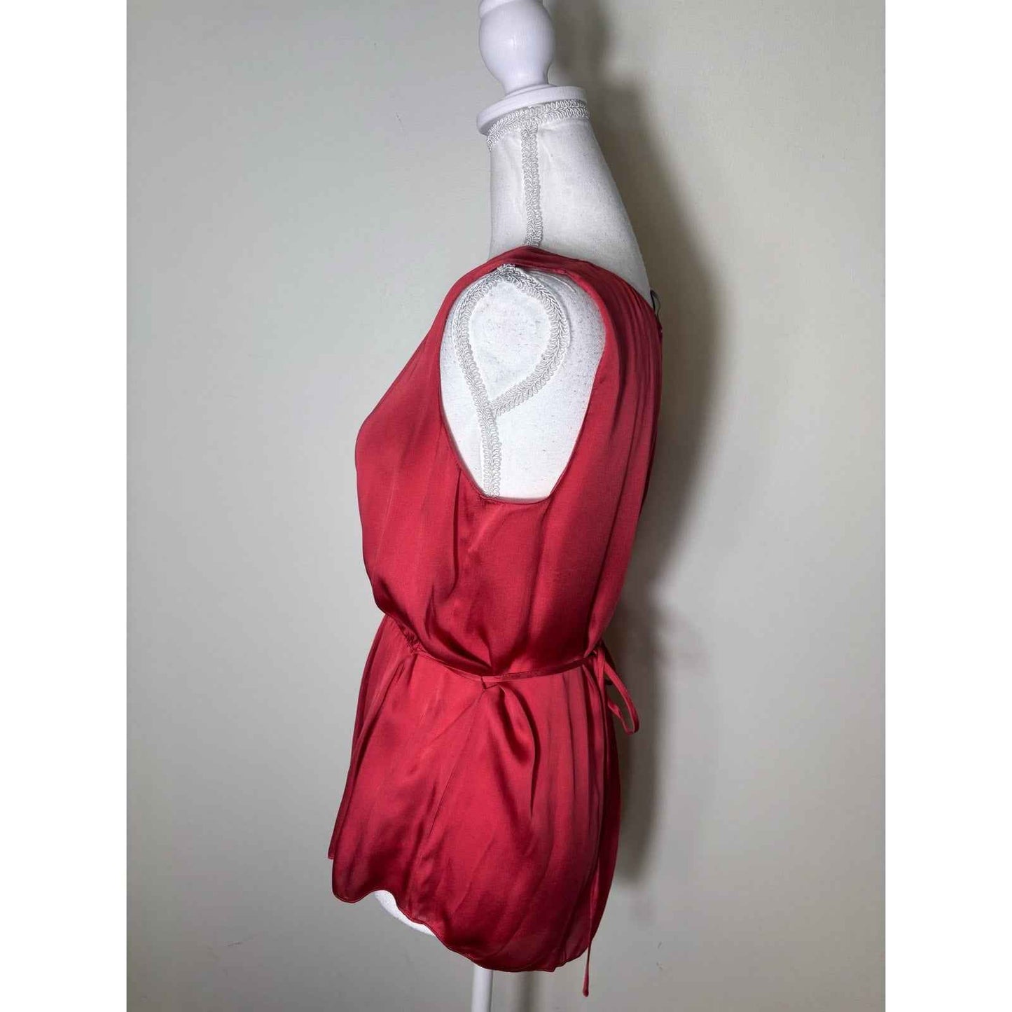 Theory Red Silk Sleeveless Stop SZ S