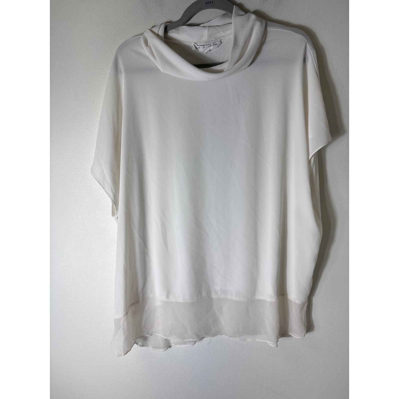 Lola & Sophia White Cowl Neck Loose Blouse Sz M