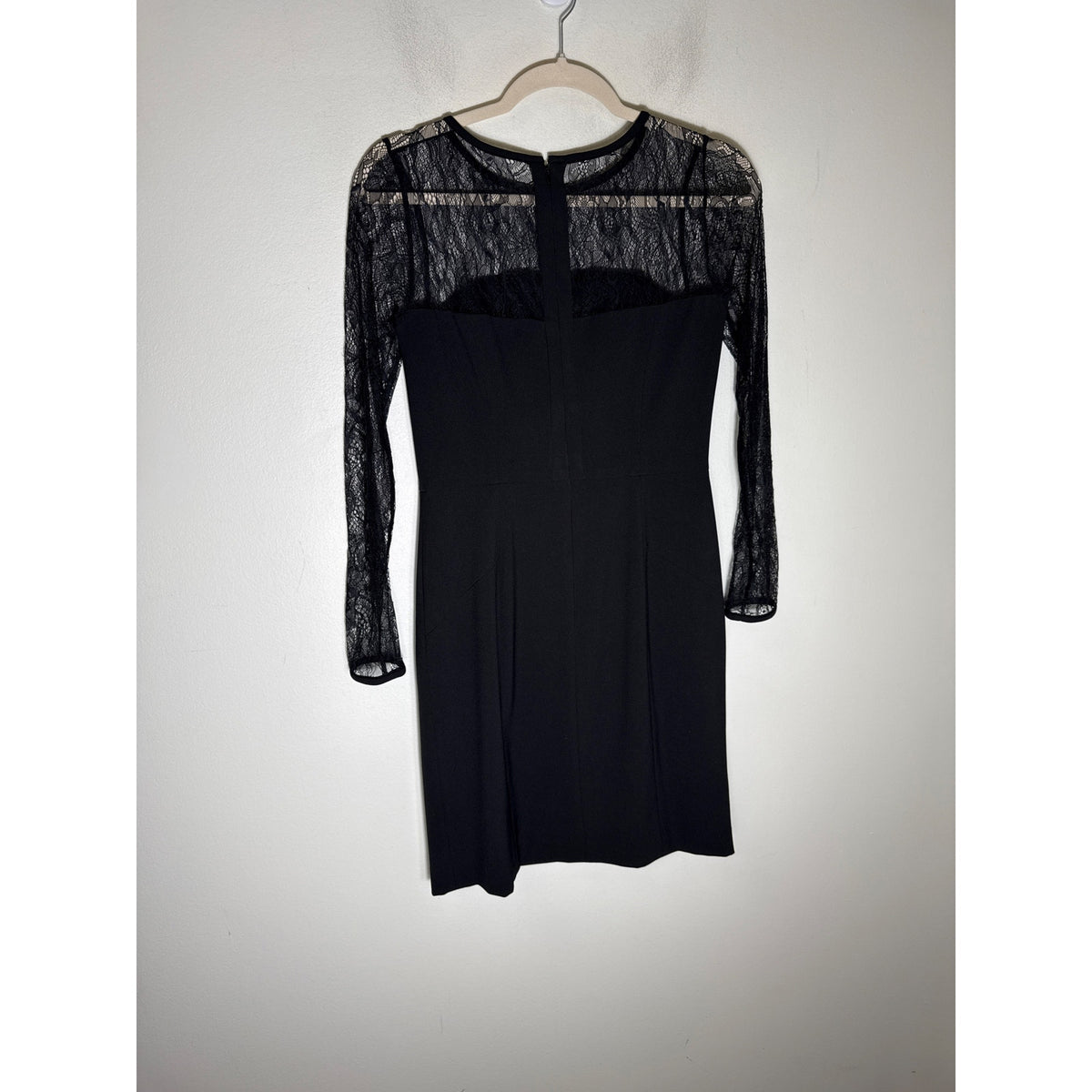 Shoshanna Black Lace Long Sleeve Knee Length Cocktail Dress Sz 2