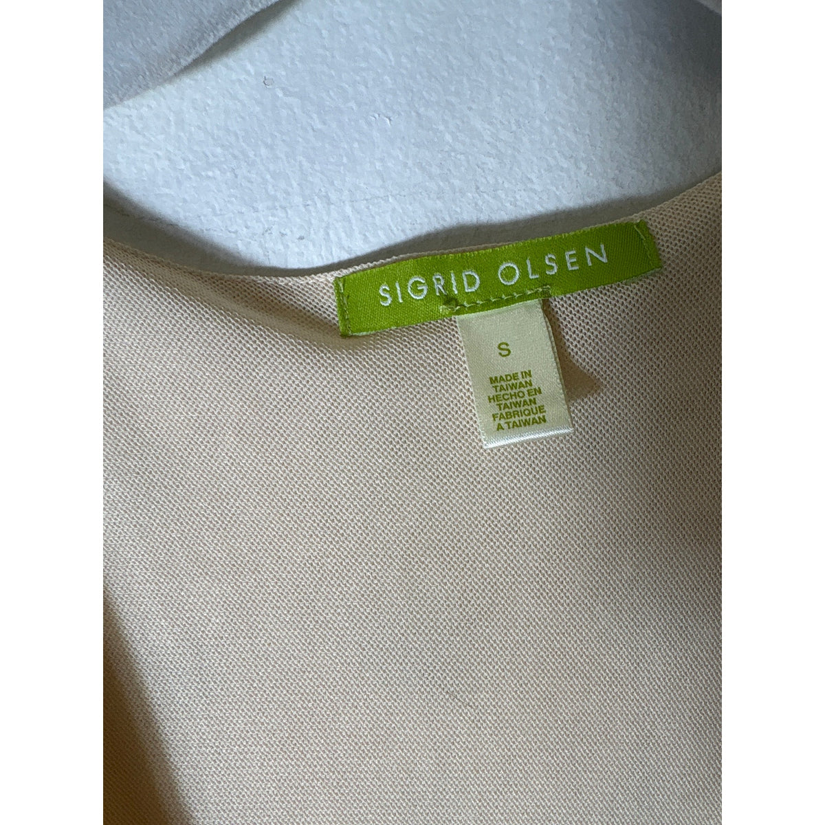 Sigrid Olsen Butter Yellow Print Mesh V Neck 3/4 sleeve Shirt Sz s