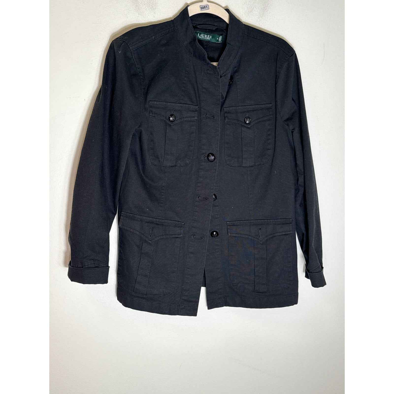 Lauren Ralph Lauren Black Long Sleeve Button Up Jacket Sz 8