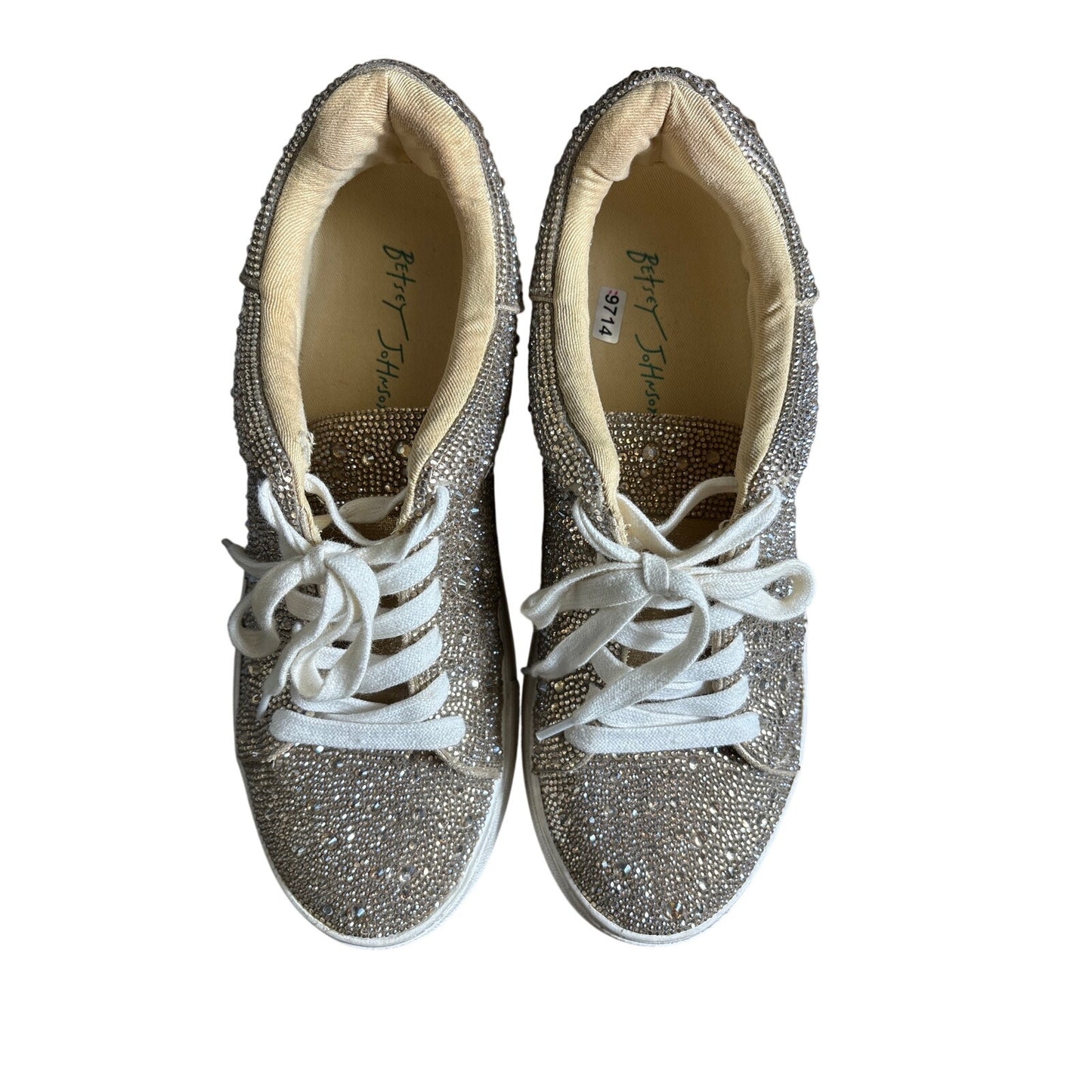 Betsey Johnson Gold Rhinestone Tennis Shoes Sz 9.5