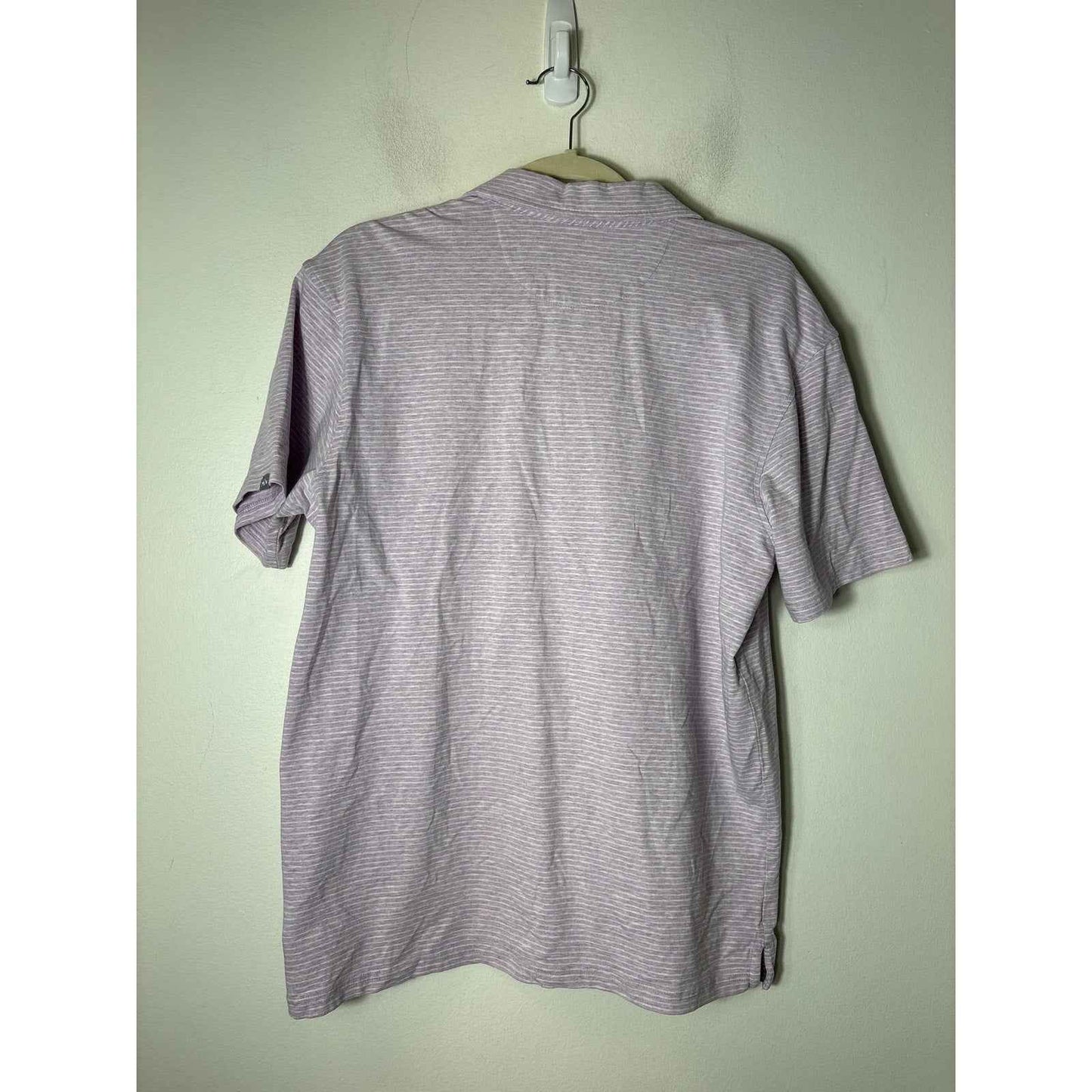 Mens Fish Hippie Co. Lavender White Stripe Short Sleeve Golf Shirt sz M