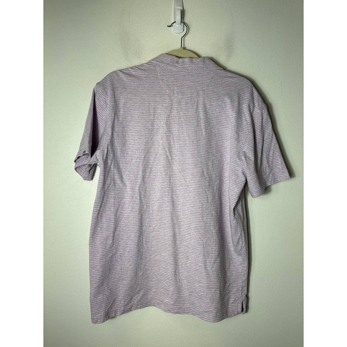 Mens Fish Hippie Co. Lavender White Stripe Short Sleeve Golf Shirt sz M