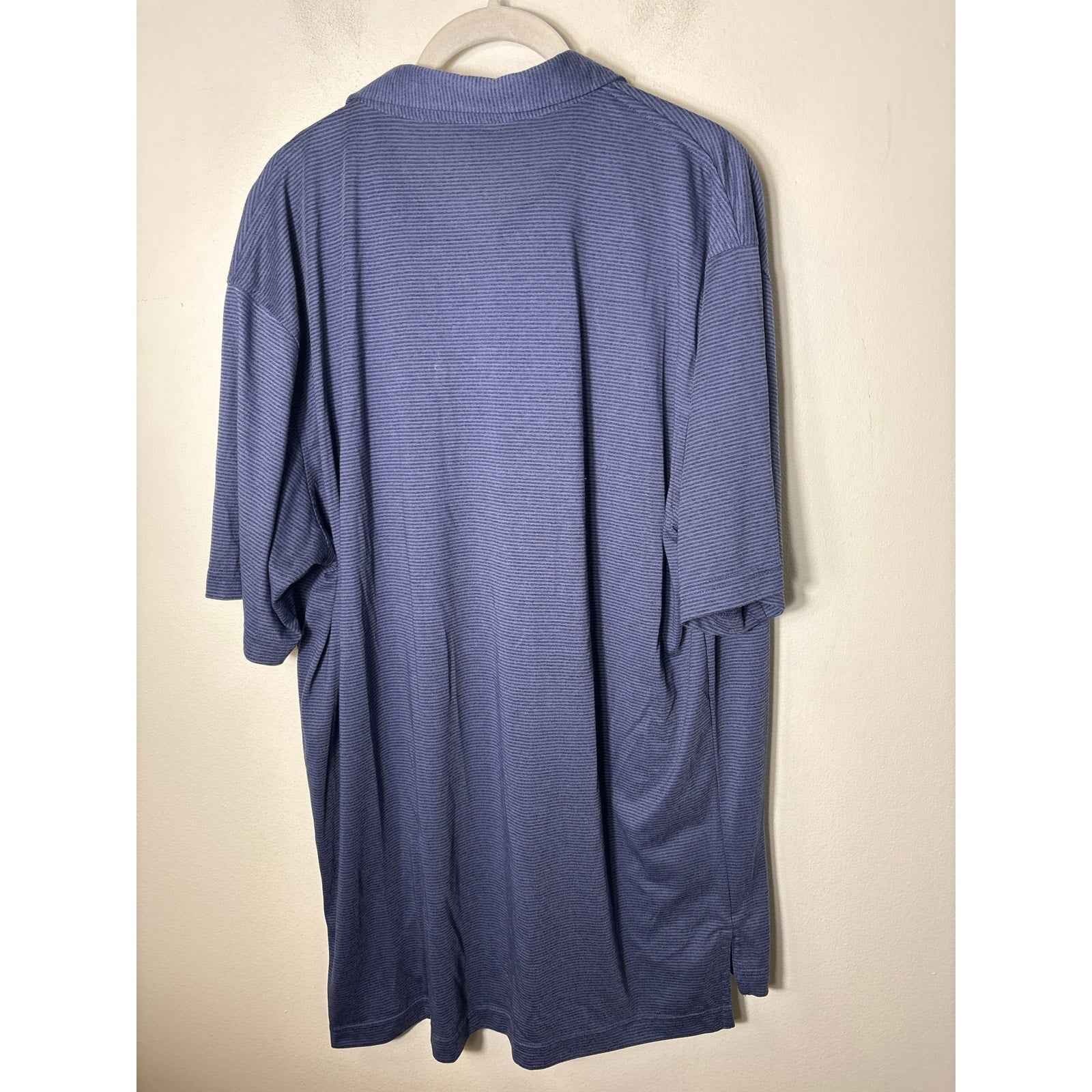 Mens Peter Millar Navy Striped Polo Shirt Sz XL