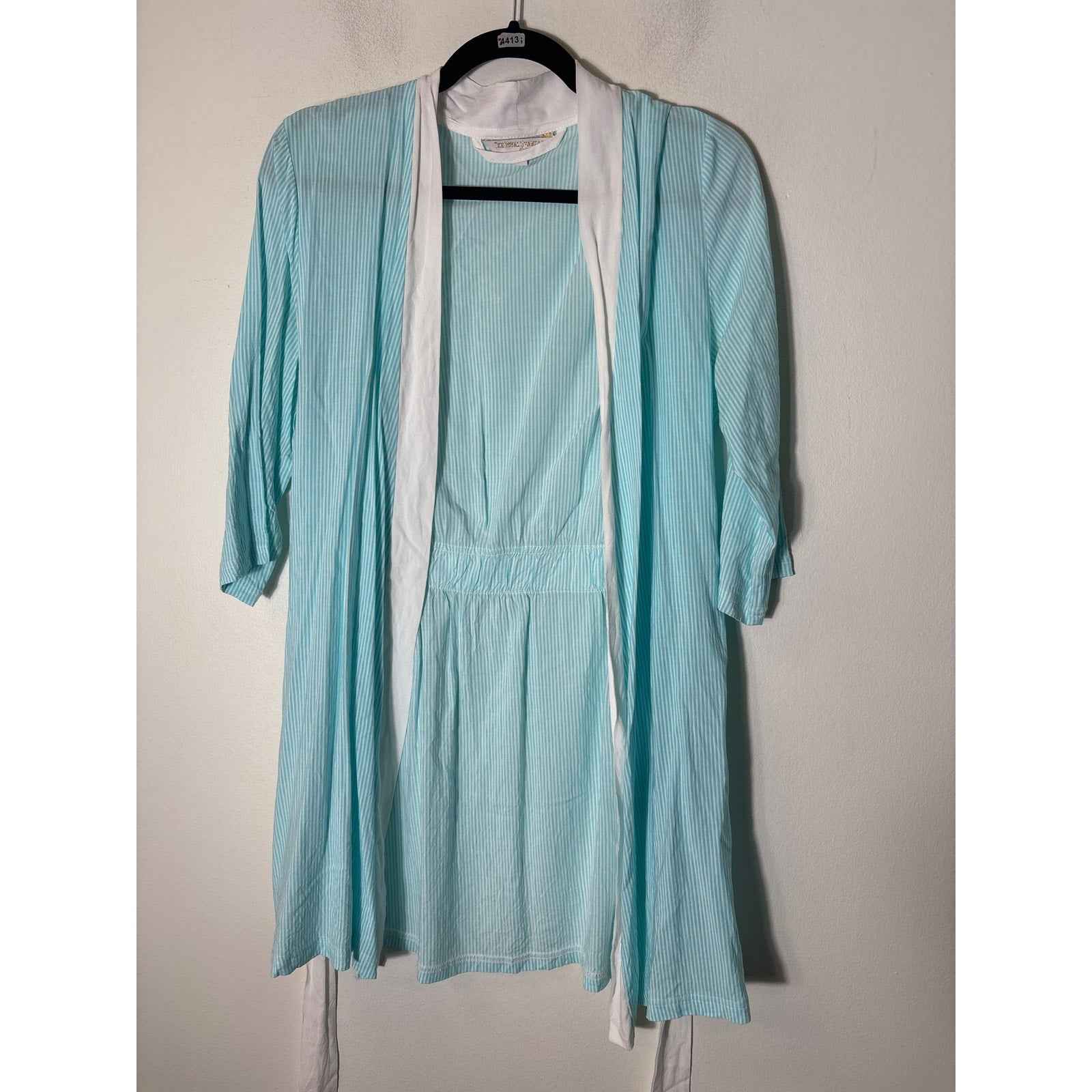 The royal standard The Catalina Collection Teal and White Stripe Short Robe S/M
