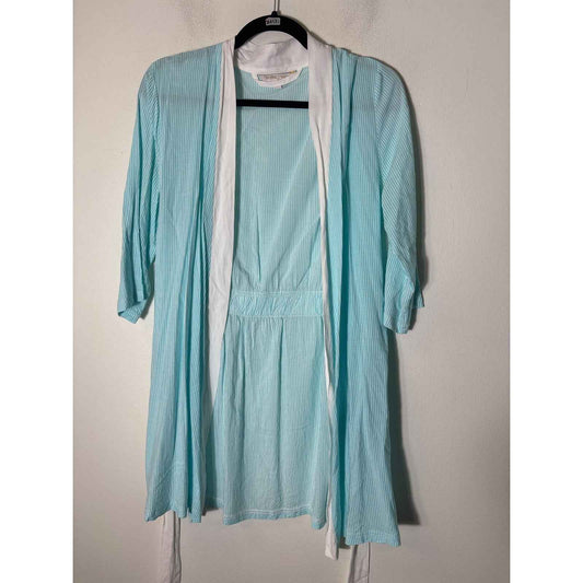 The royal standard The Catalina Collection Teal and White Stripe Short Robe S/M