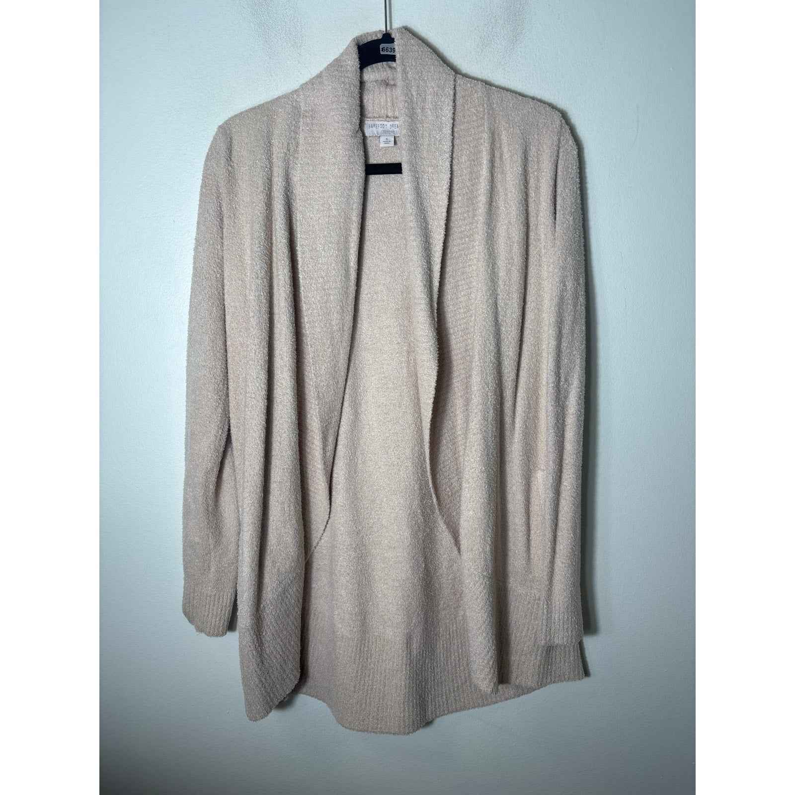 Barefoot Dreams Cozy Chic Lite Beige Long Sleeve Open Front Cardigan Sz S