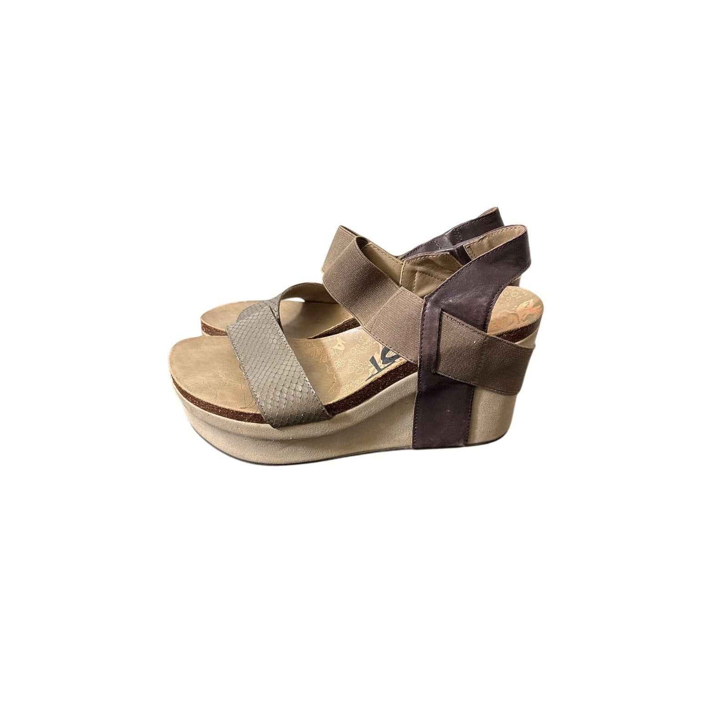 OTBT Brown Leather Wedge Strap Sandals Sz 8