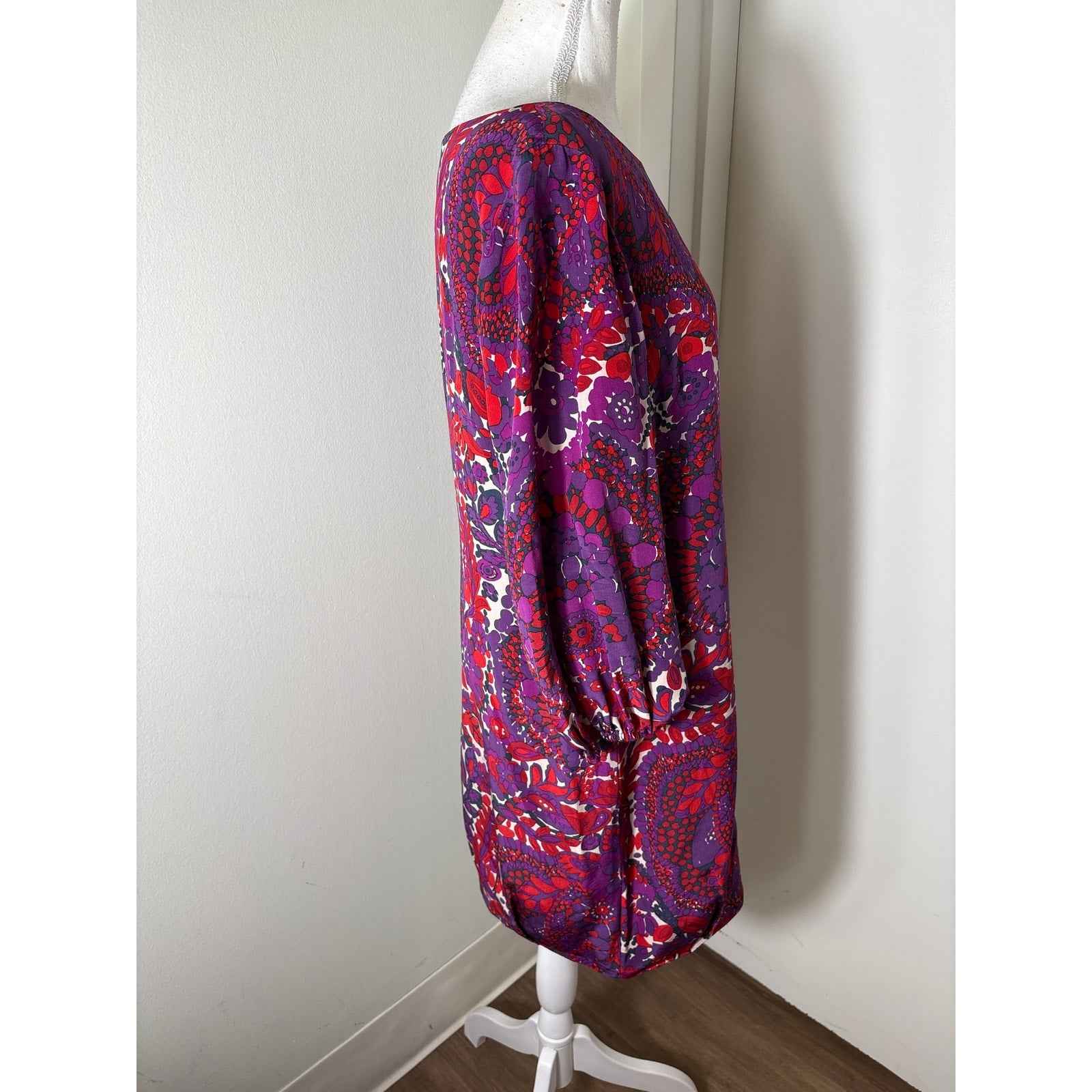 Trina Turk Red and Purple Print Mini Dress Sz 6