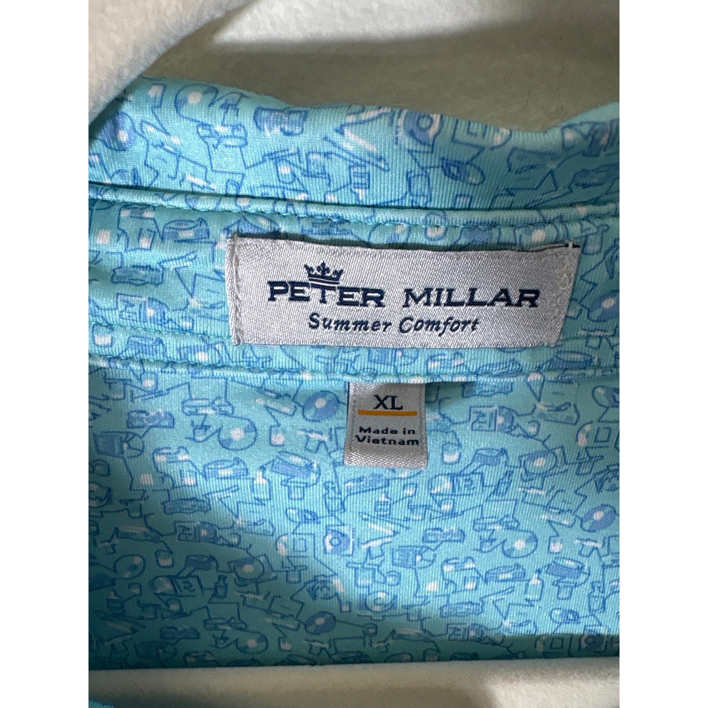 Mens Peter Millar Teal and Blue Summer Comfort Polo Sz XL