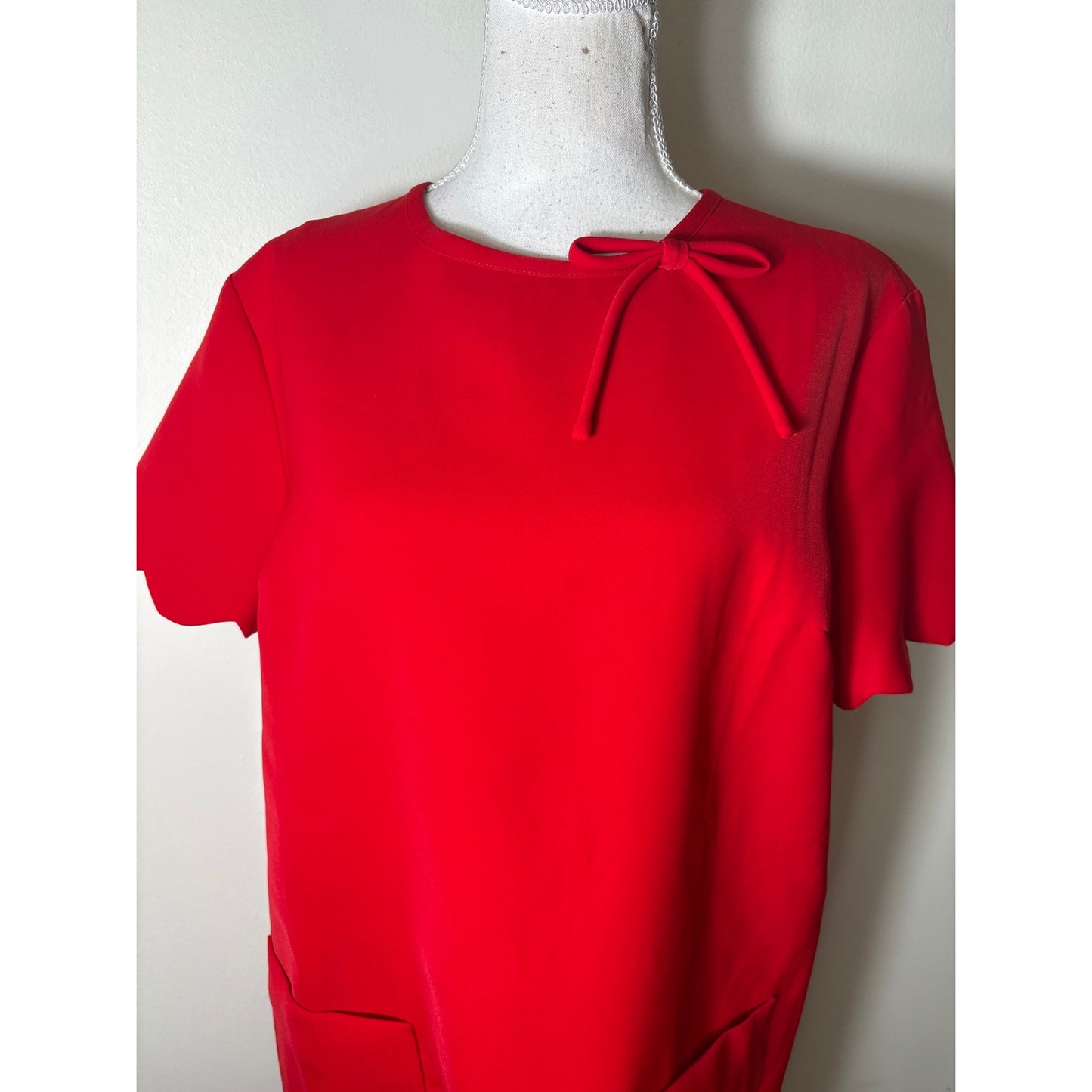 NWT English Factory Classic Red Short Sleeve Knee Length Dress Sz L