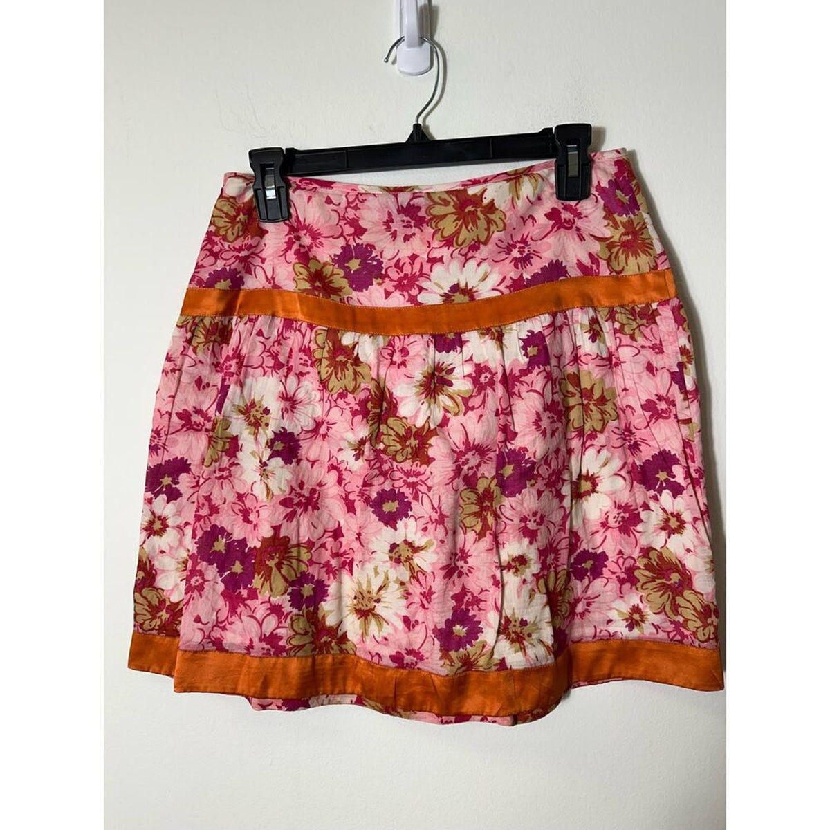 Saja Pink Floral Cotton A Line Skirt Size 6
