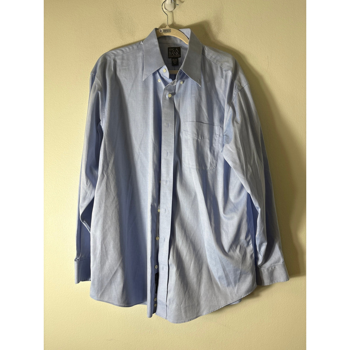 Jos. A Bank Cotton Light Blue Long Sleeve Button Down Shirt Sz 16.5-35