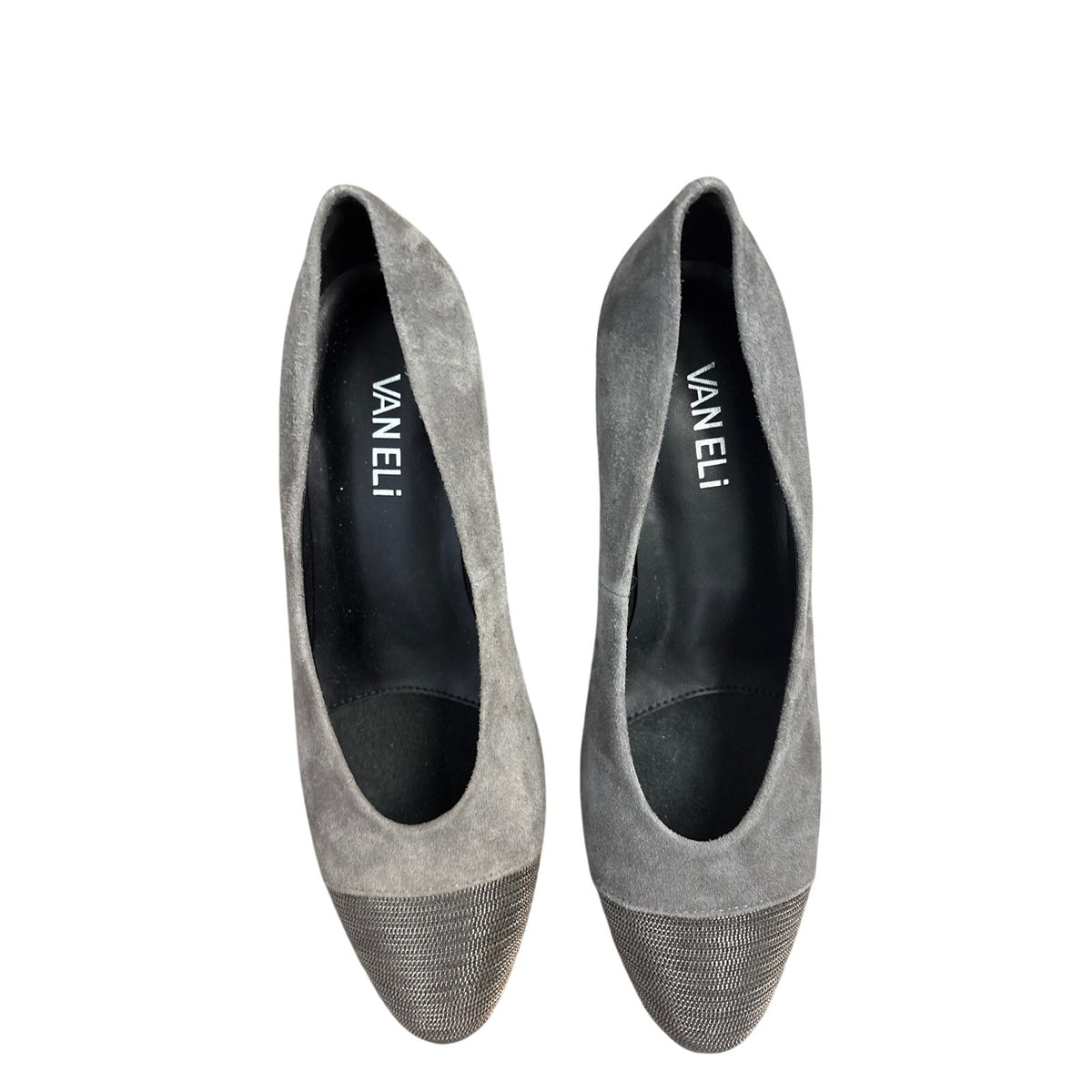 Vaneli Dark Grey Suede Closed Toe Pump with 2" Heel Sz 6