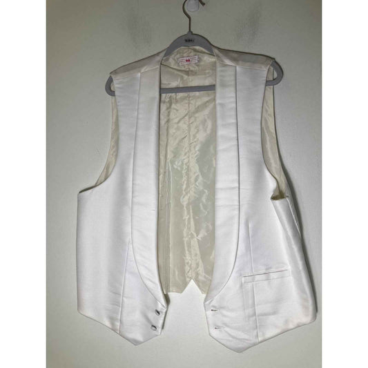 Carrot & Gibbs White Silk Textured Tux Vest Sz L/XL