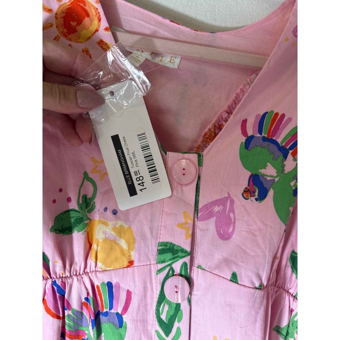 NWT Karlie Pink Tuscan Fruit Cotton Mini Dress Sz S
