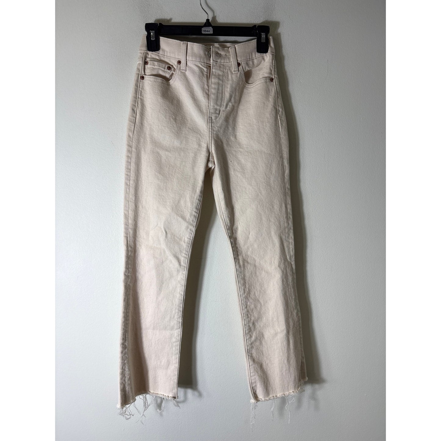 Daze Cream High Rise Raw Hemline Denim Sz 25