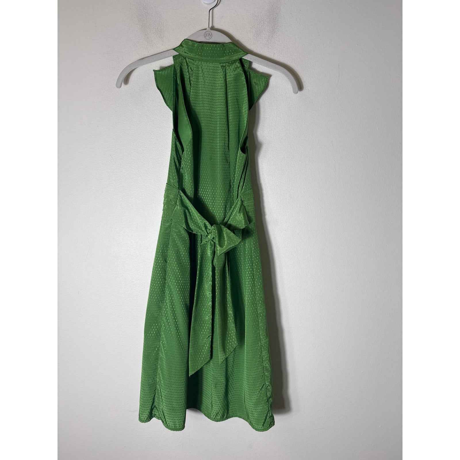 Gianni Bini Green Sleeveless Ruffled Collar Knee Length Dress Sz 0