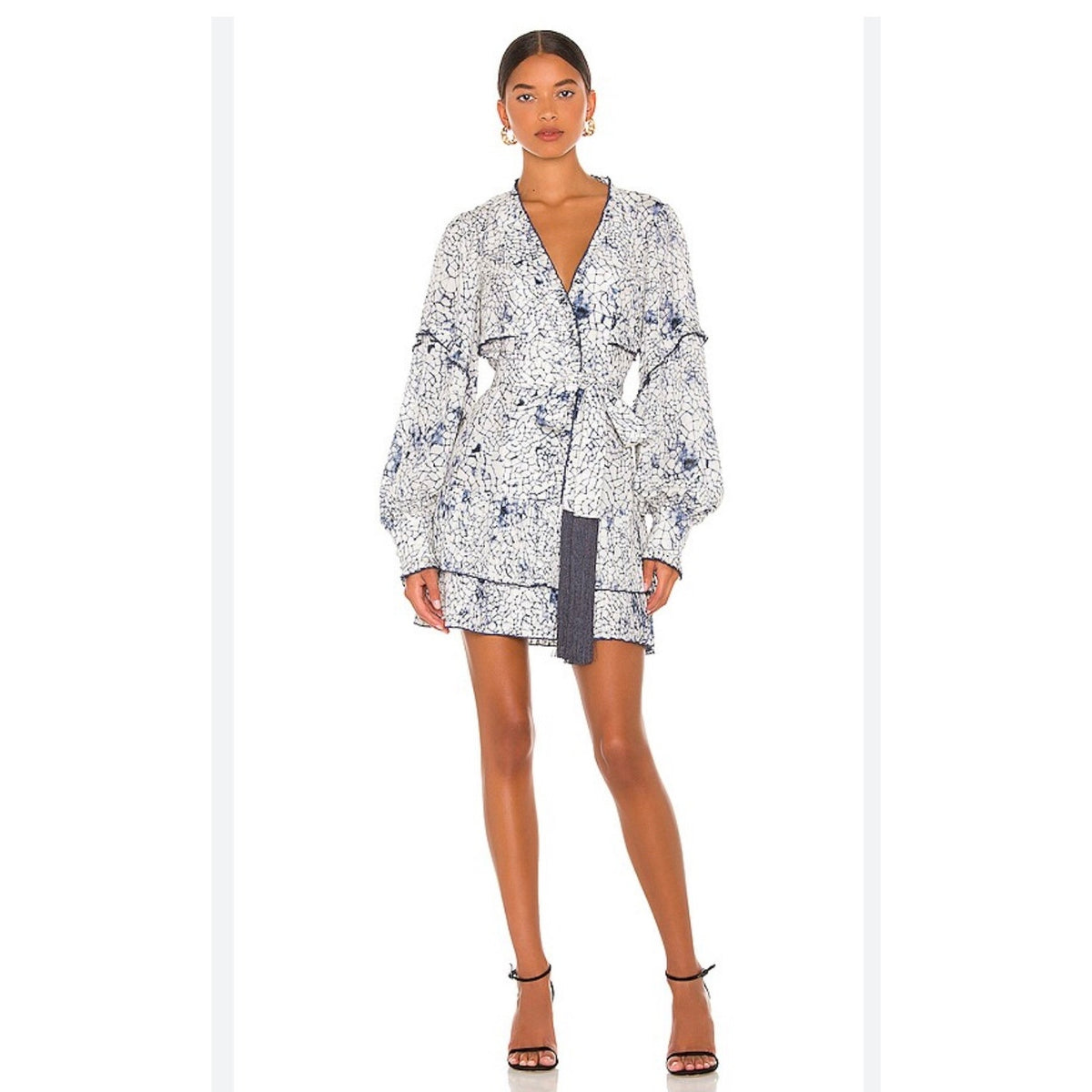 Alexis Blue and White Tie Dye Printed Mini Dress Sz S