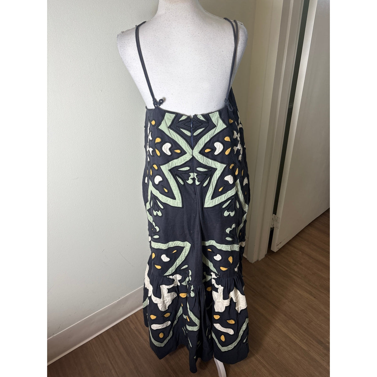 Sea New York Navy With Embroidery Maxi Dress Sz M