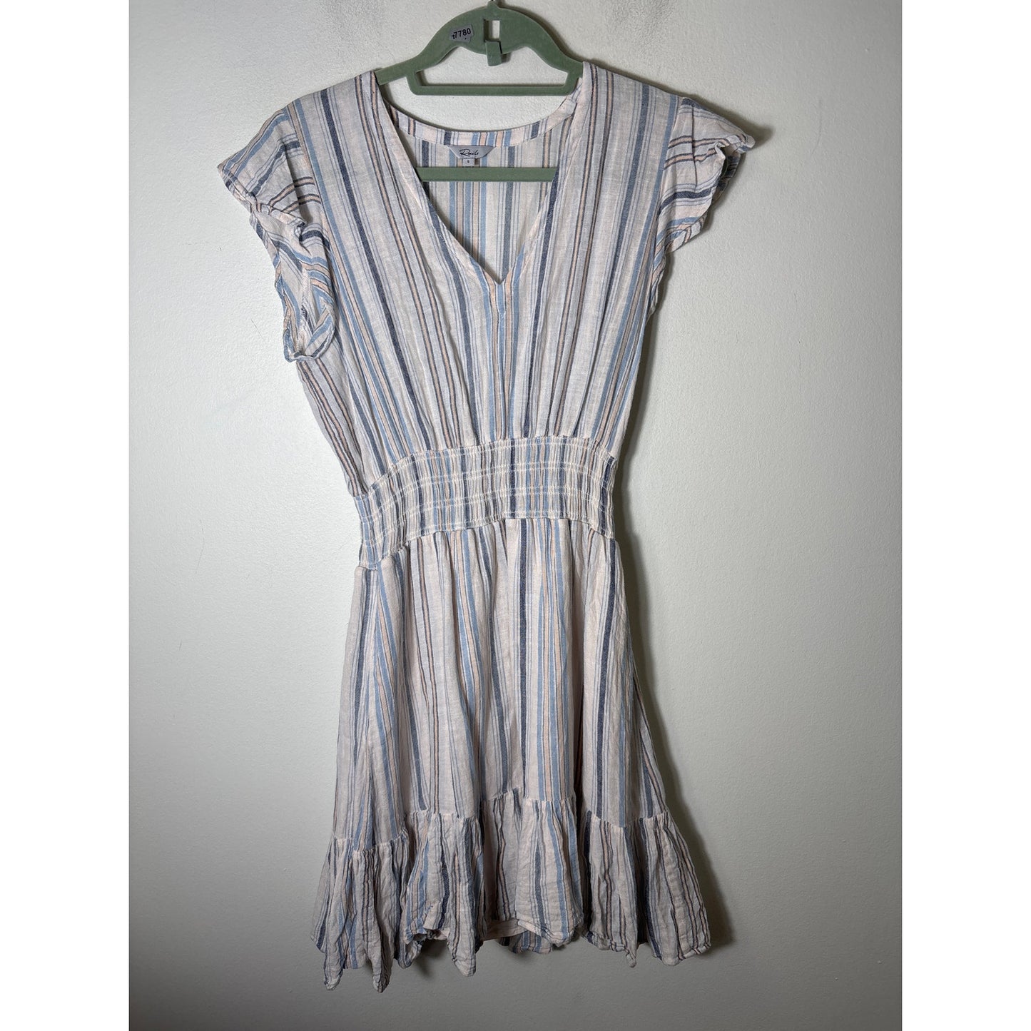 Rails Blue Tara Montauk Stripe Flutter Sleeve Summer Midi Dress Sz S