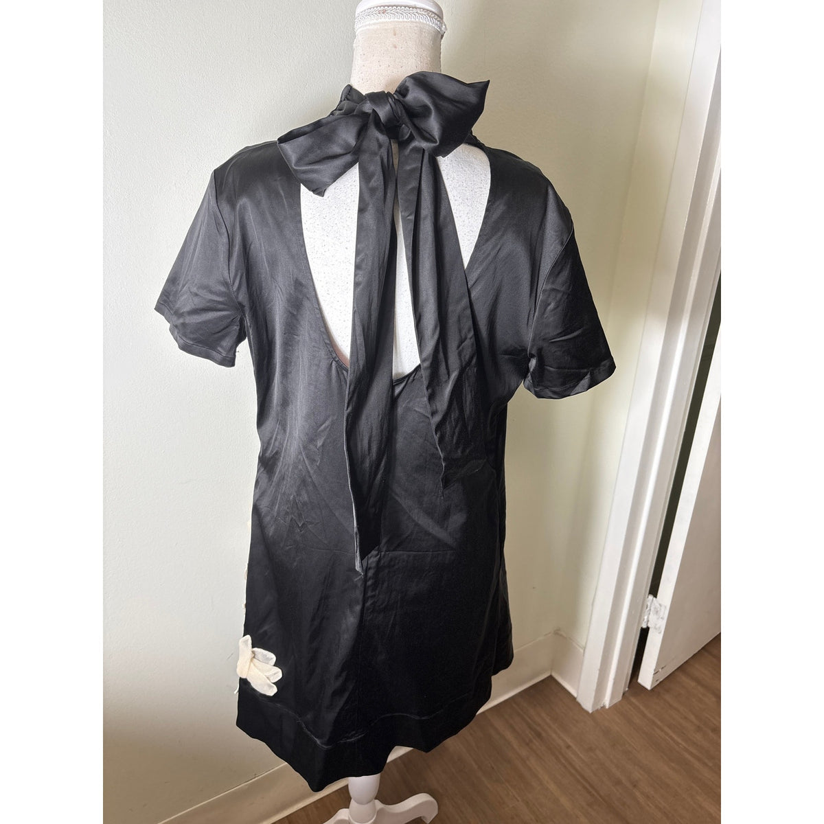 STAUD Ilana Black Short Sleeve Mini Dress Sz L