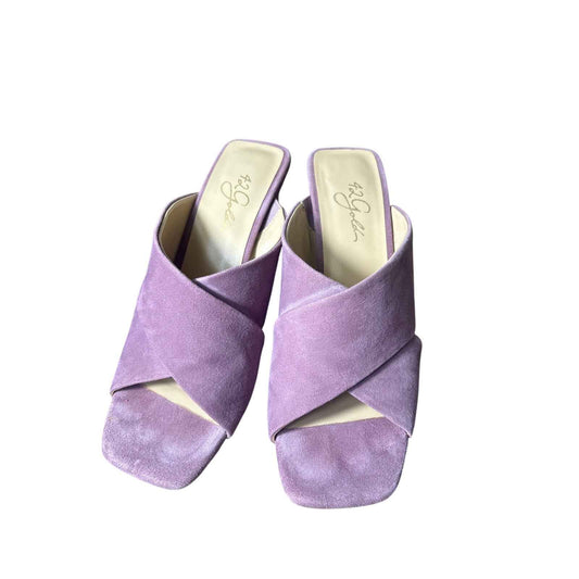 42 Gold Mauve Suede Criss Cross Heels Sz 8.5