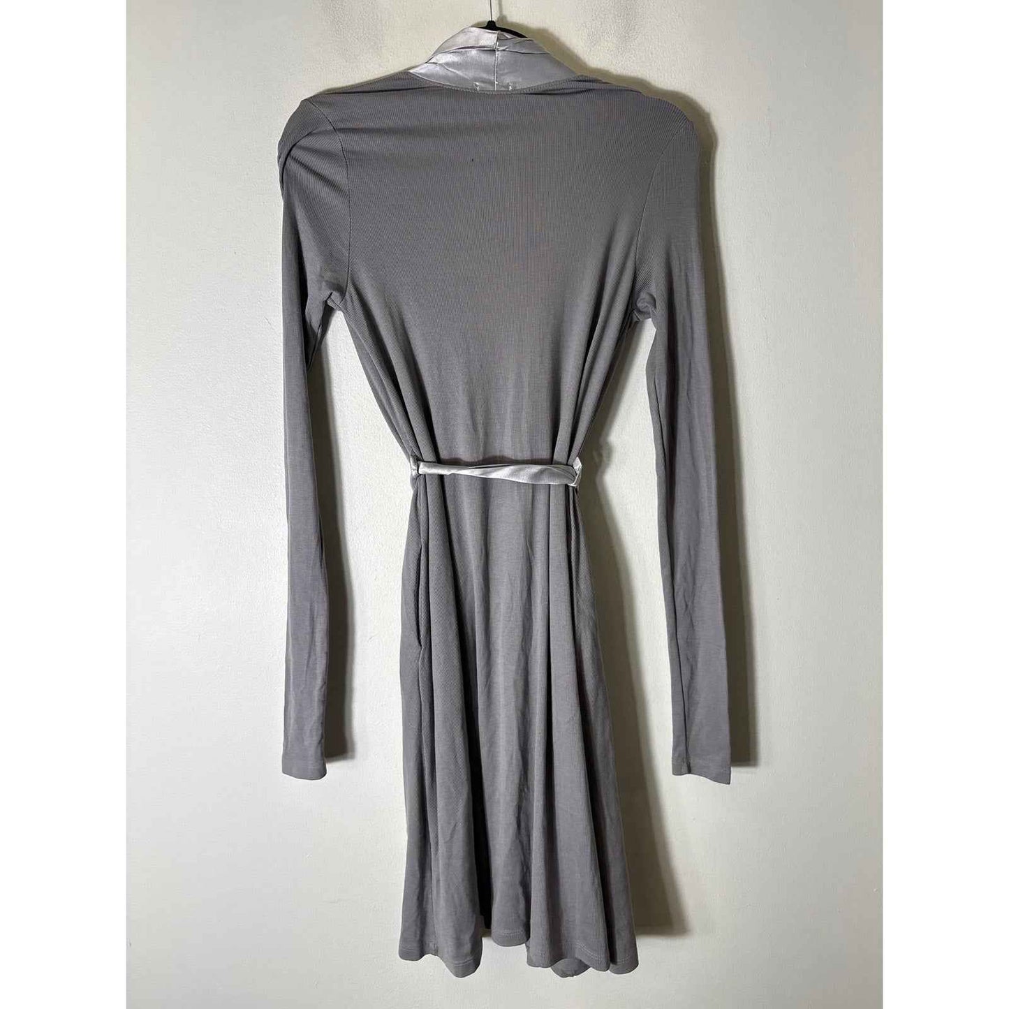 PJ Harlow Gray Knit Satin Trim Robe Sz XS/S