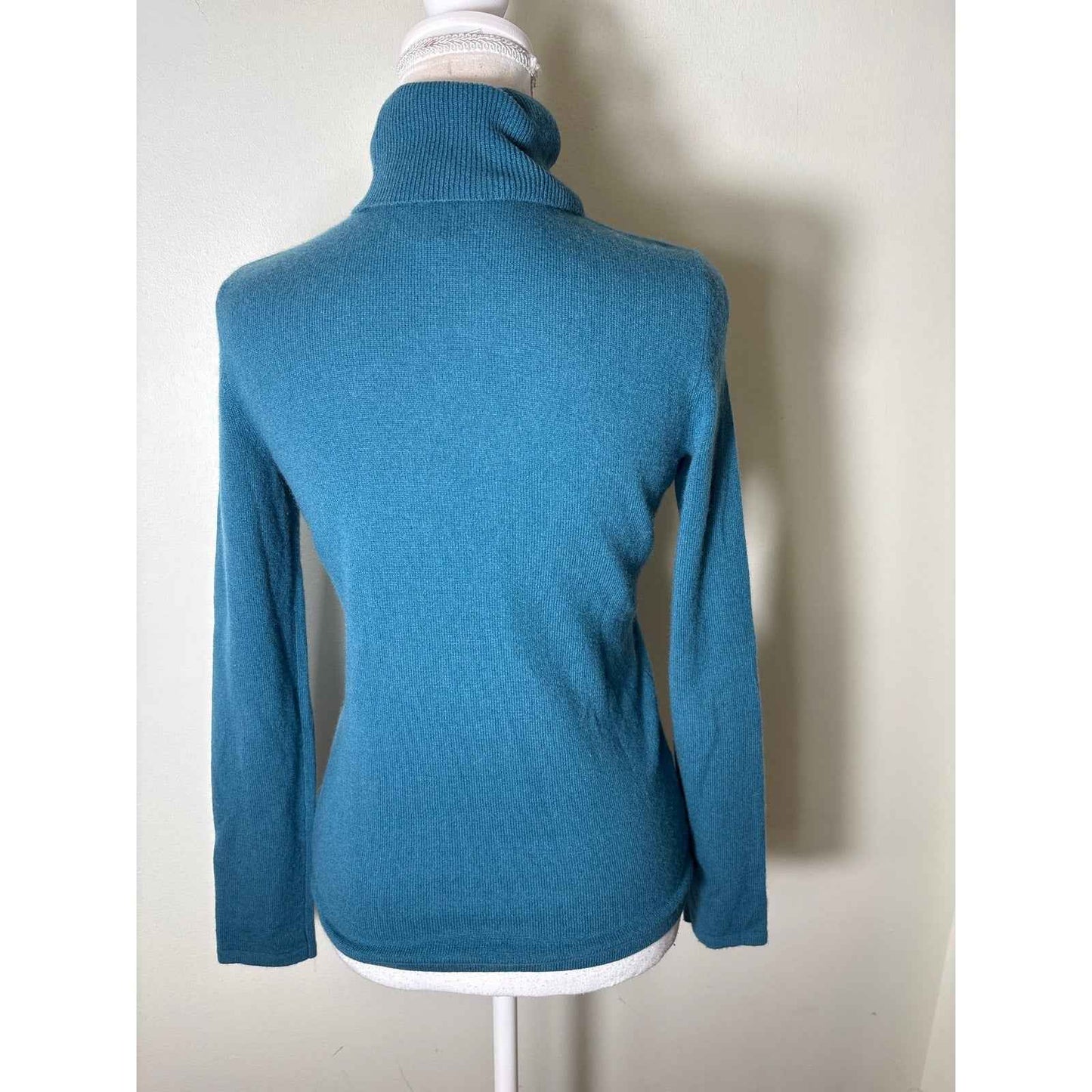 Saks Fifth Avenue Teal Cashmere Turtleneck Sweater Sz xs