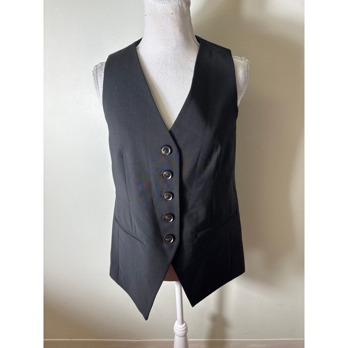 Veronica Beard Black Button Up Vest Sz 6