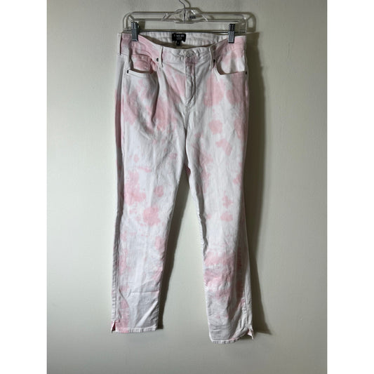 NYDJ Jeans. White with Pink tie dye. Size 8