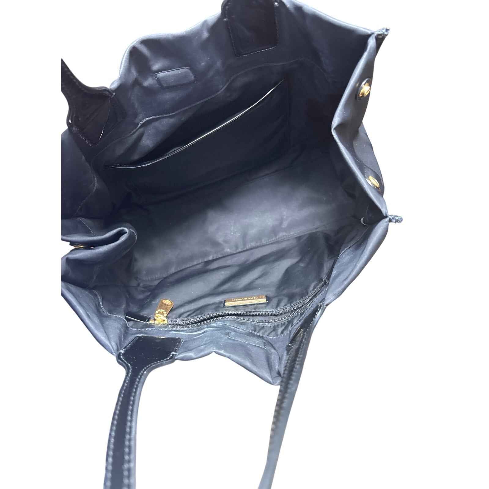 Tory Burch Black Nylon Tote with Embossed Logo