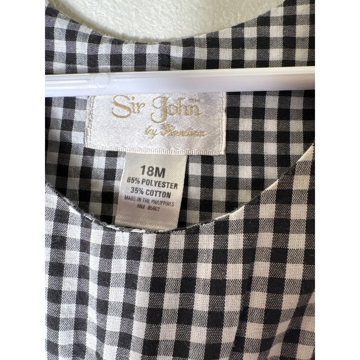 Boys Vintage Sir John Black&White Check smocked ladybug JonJon Sz 18m
