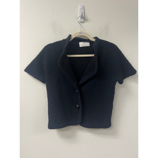 Allude Navy and Black Short Sleeve Cardigan Sz M