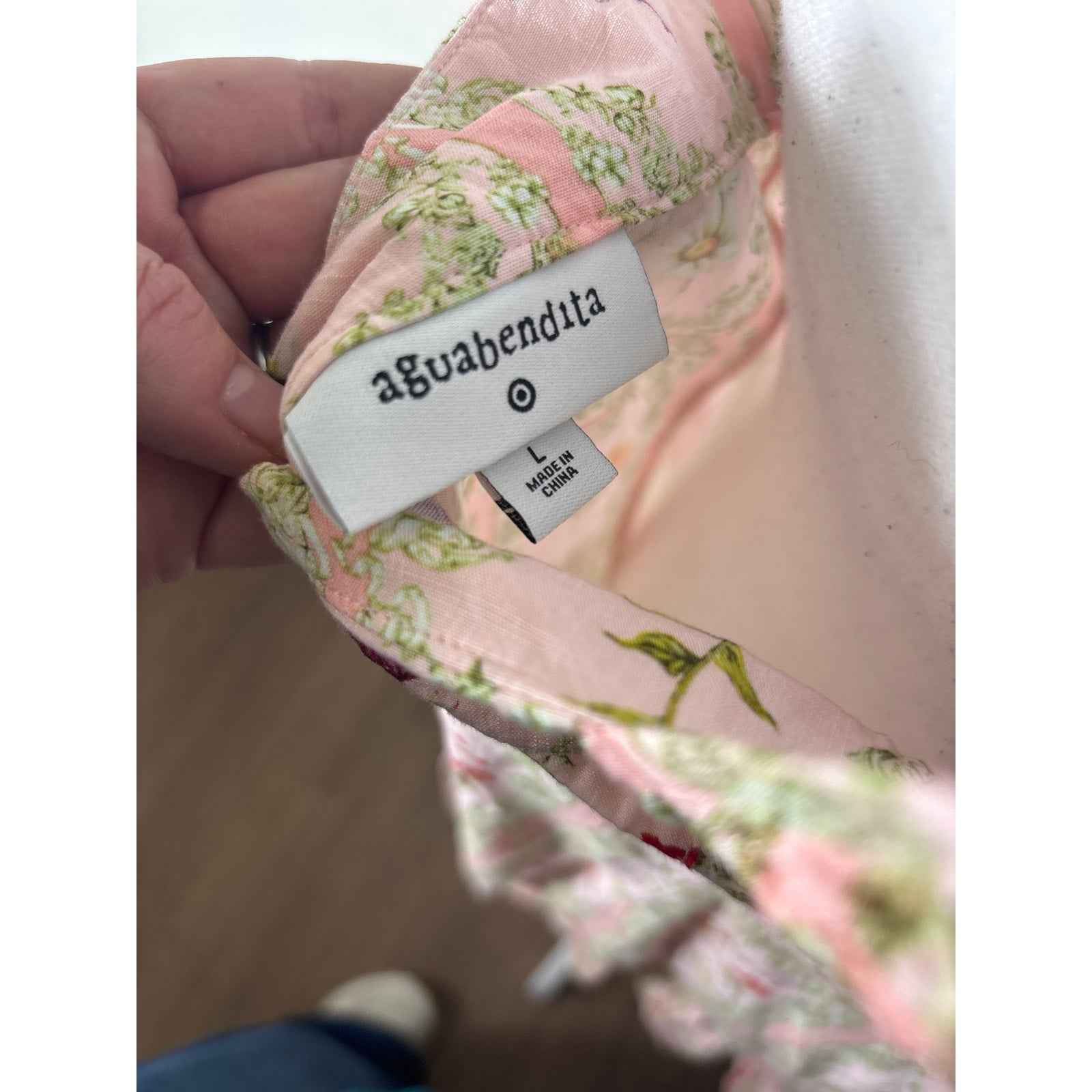 Aquabendita Pink Flutter Sleeve Floral Summer Mini Dress Sz L