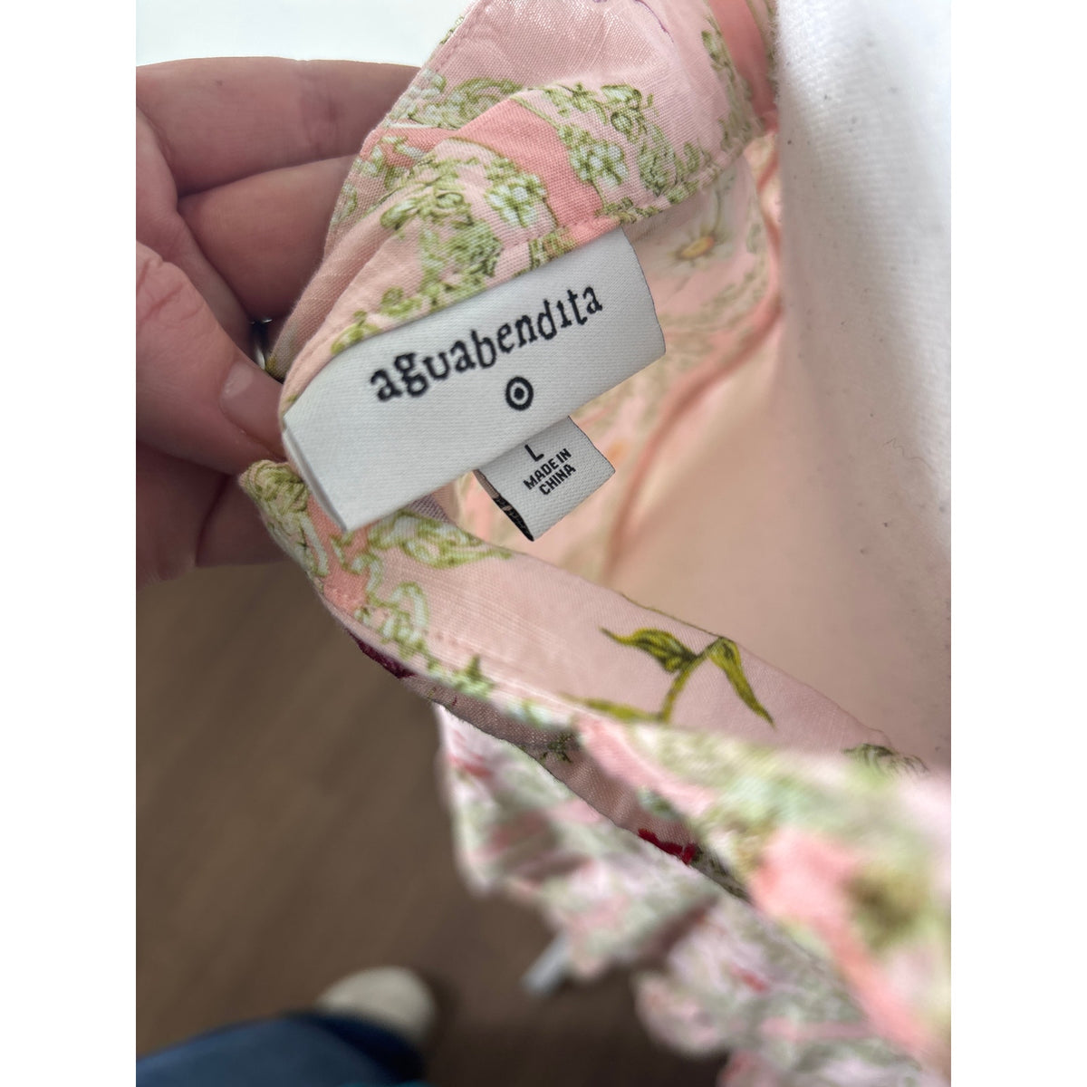 Aquabendita Pink Flutter Sleeve Floral Summer Mini Dress Sz L