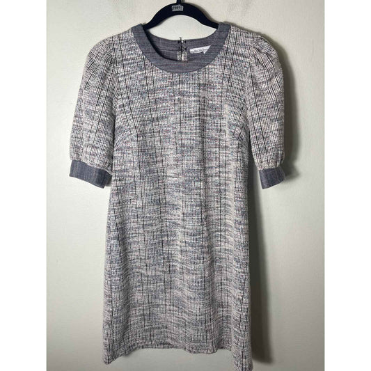 BCBG Generation Gray Half Puff Sleeve Textured Mini Dress Sz XS