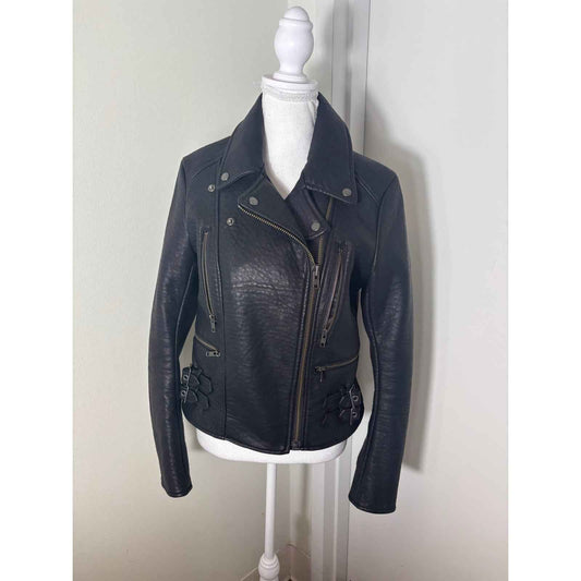 Free People Faux Leather Biker Jacket Sz 8