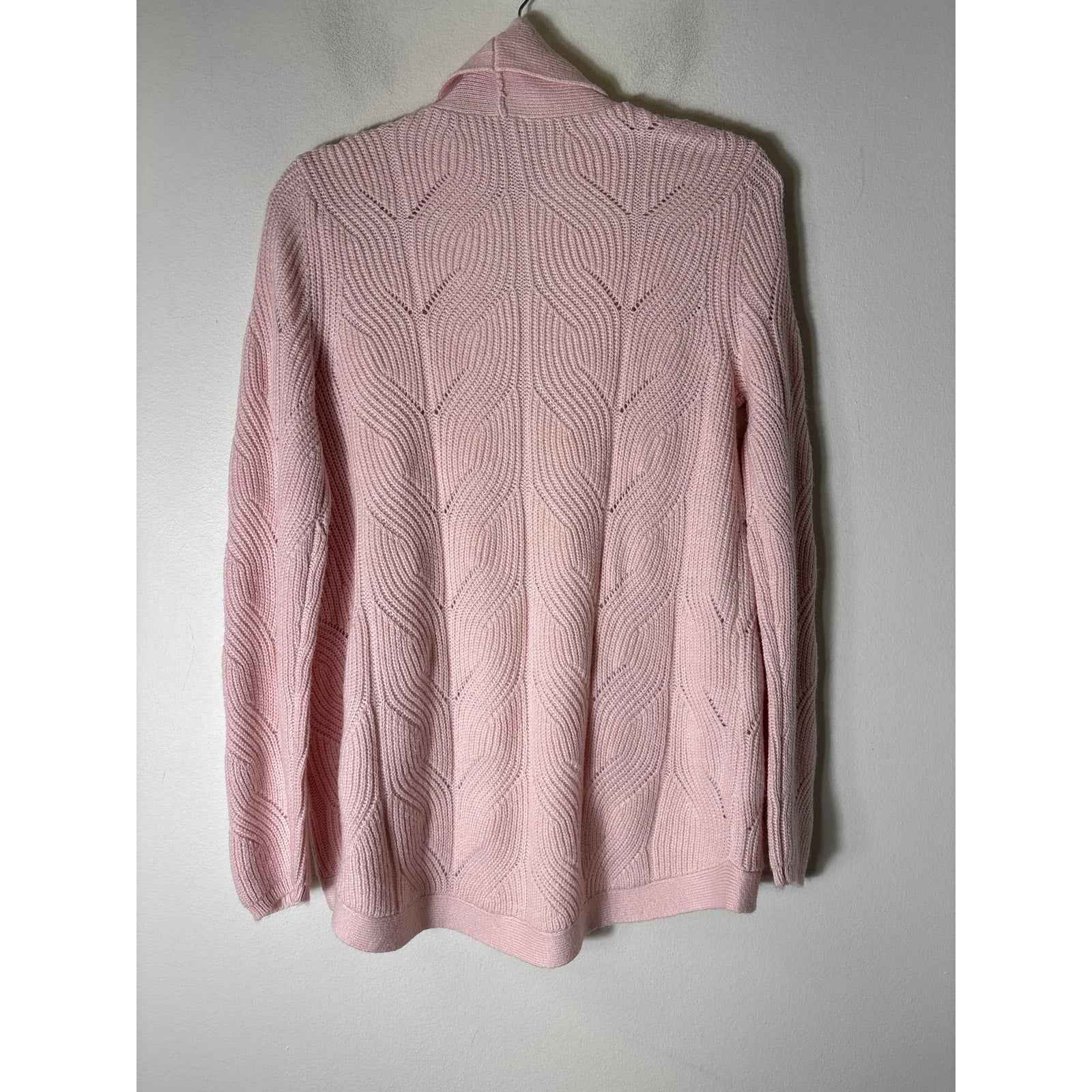 Talbots Pale Pink Knit Long Sleeve open Front Cardigan Sz S