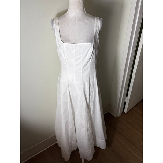 Staud White Cotton Sleeveless A-Line Midi Dress Sz 10