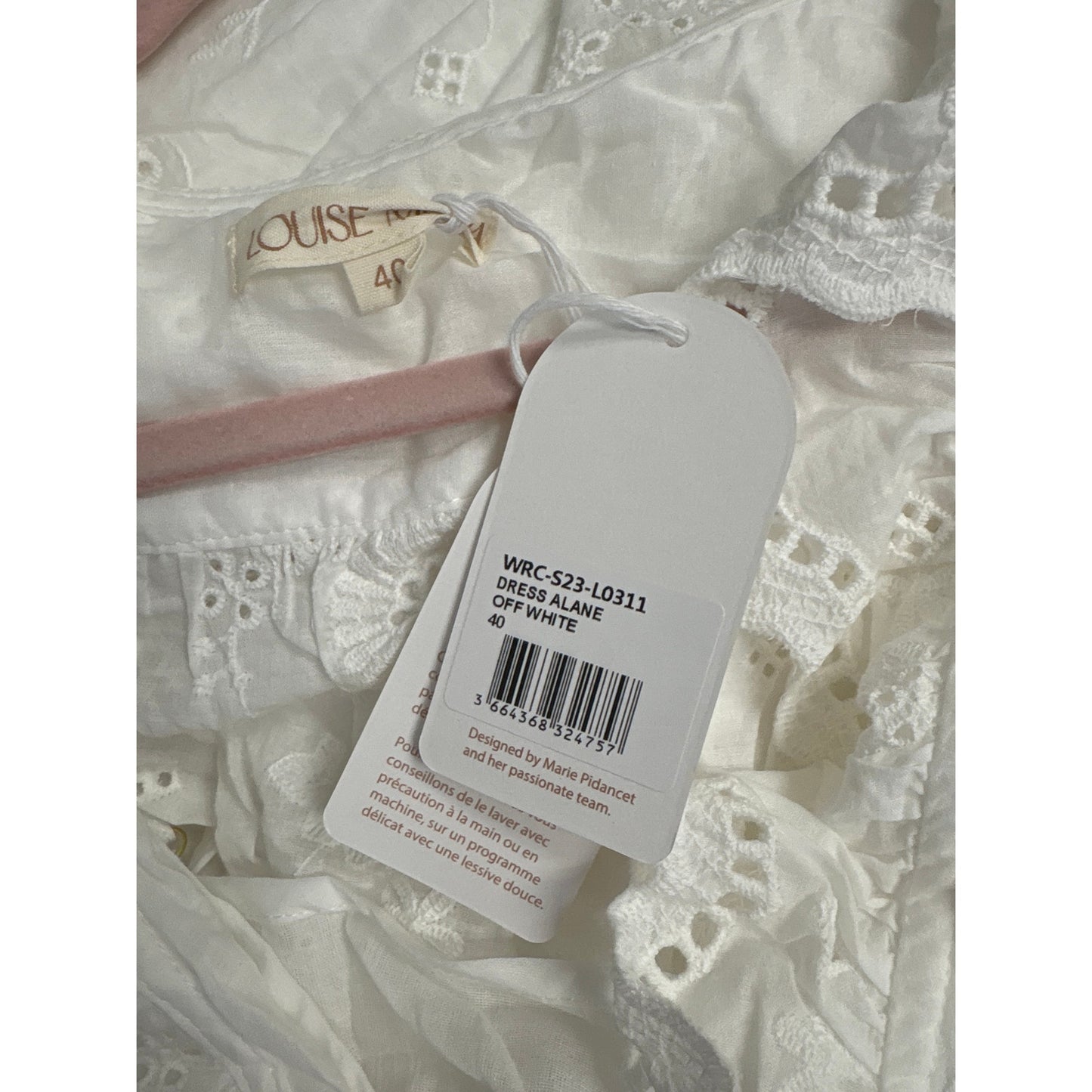 NWT Louise Misha White Eyelet 3/4 Sleeve Button Up Maxi Dress Sz 40