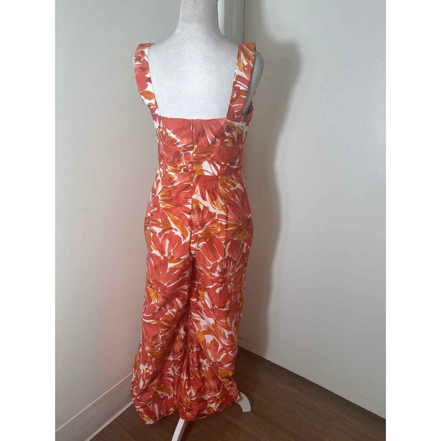 Alexis Pinkish Orange Floral Sleeveless Wide Leg Jumpsuit Sz S